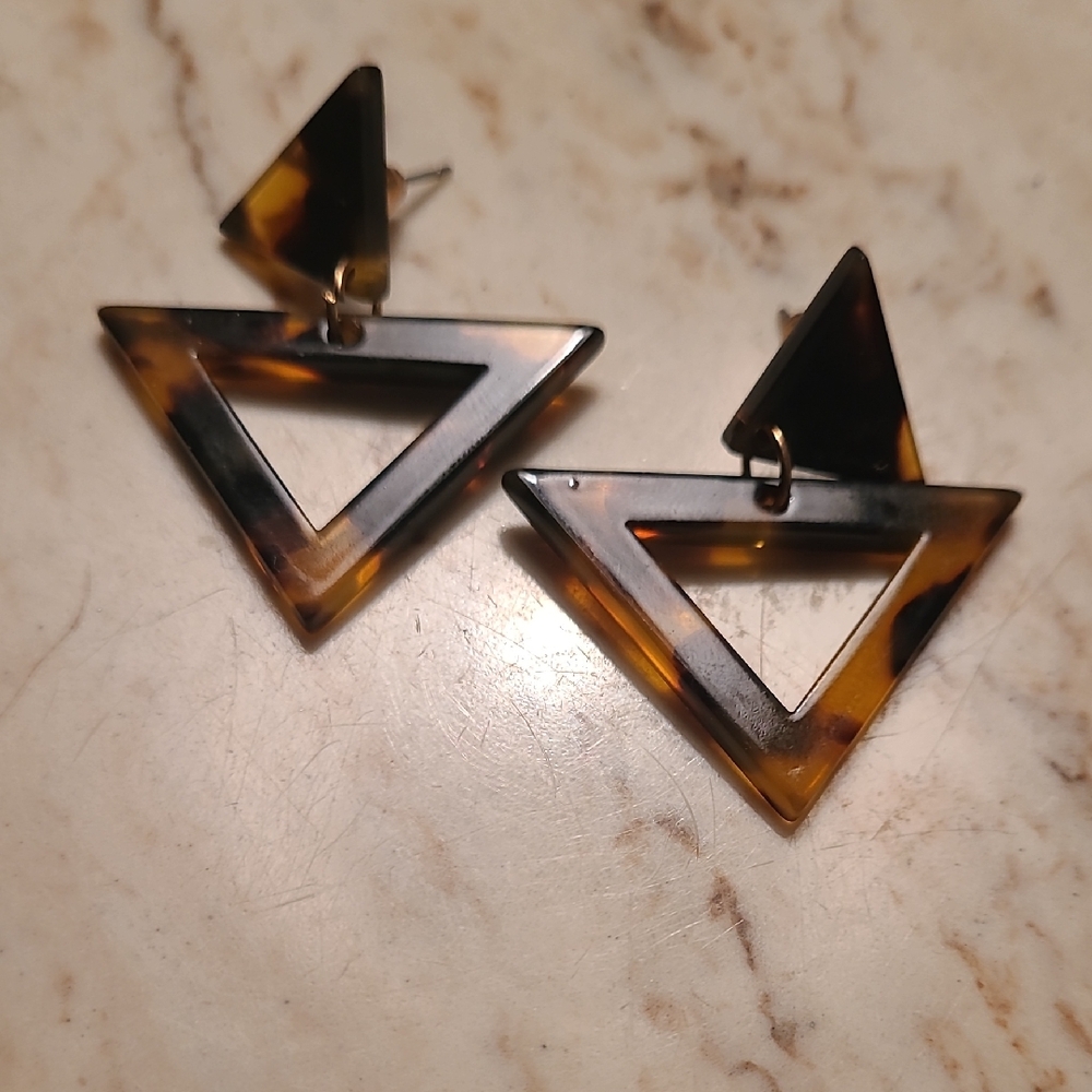Tortoiseshell Triangle Earrings